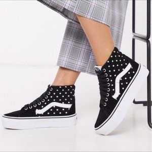 VANS sk8-hi platform suede polka dot